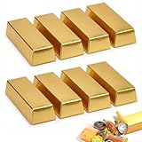 YAZWUR 8 Boîtes Cadeaux en Forme de Lingot d'Or, Faux Lingots d'Or pour Bonbons, Boîte à Trésor Pirate, Cadeaux Invités, Idéal pour Mariage, Anniversaire Enfant, Fête