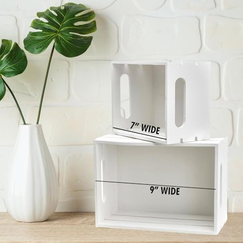 image for Hampton Art 2-Pack White Nested Wooden Crates, Rustic Style, 9 1/3