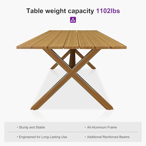 Image of PURPLE LEAF Outdoor Dining Set for 4 with Cushions PE Rattan Teak