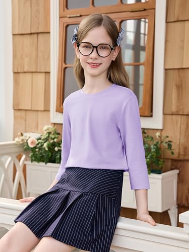 Image of Haloumoning Girls Casual 3 /4 Sleeve T Shirts Kids Crewneck Tops Fashion Tees 5-14 Years