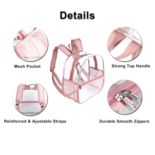 Image of Fomaris Clear Backpack Stadium Approved 12x6x12 - Clear Bag with Reinforced Straps, Durable PVC for Stadium Events, Sports, Festivals, Concerts, Games, Women - Rose Gold