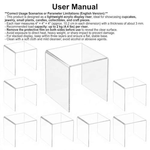 Soporte para manualidades transparente QWORK con elevación estable de acrílico 8 piezas 3