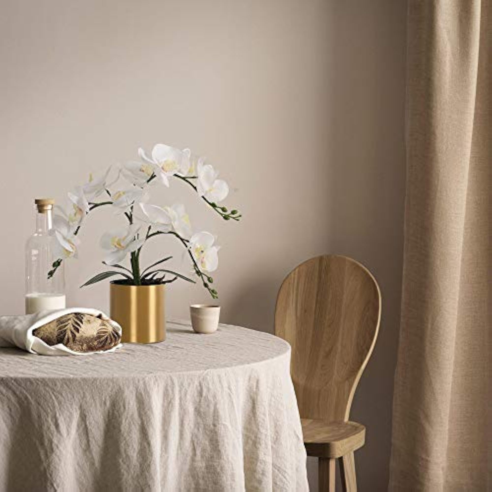Potted Artificial Orchid Plants in Gold Vase