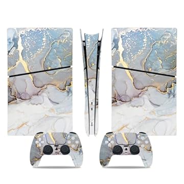 Console e controle PS5 Slim Skin edição digital, adesivos finos PS5 adesivos de vinil para console e controles Playstation 5, edição digital (cinza marmorizado)