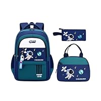 MITOWERMI 3pcs Boys Backpack with Lunch Box School Bags for Boys Lightweight Astronaut Kids Backpack Bookbags Sets for Elementary School Students, Green