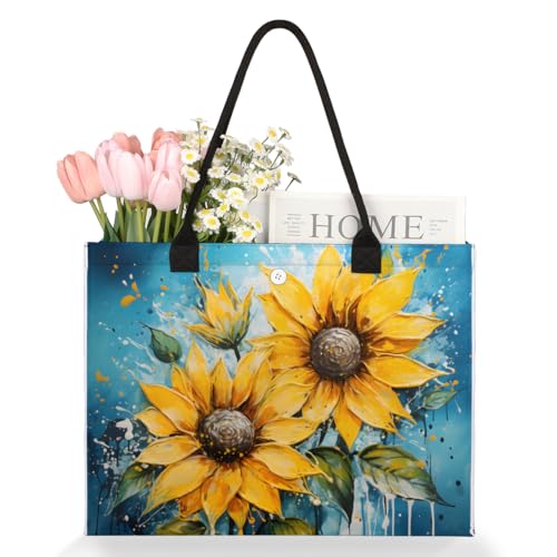 Crying Sunflower Tote Bag for Women Large Beach Bag Reusable Tote Bags for Work Travel Beach Shopping3