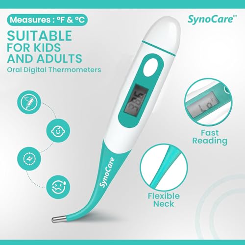 Image of Waterproof Flexible Digital Thermometer, Quick & Instant Measurement of Oral & Underarm with Accurate Temperature in Celsius & Fahrenheit | Thermometer for Adults, Kids & Babies (Pack of 1)