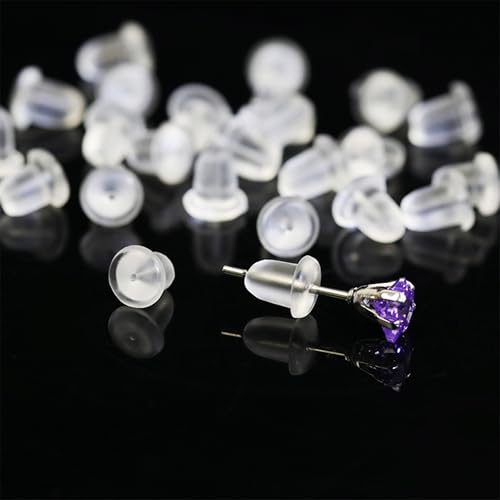 Silicone Earring Backs 200 Pieces Clear Hypoallergenic Stoppers for Stud Post Hoop Fishhook Earrings