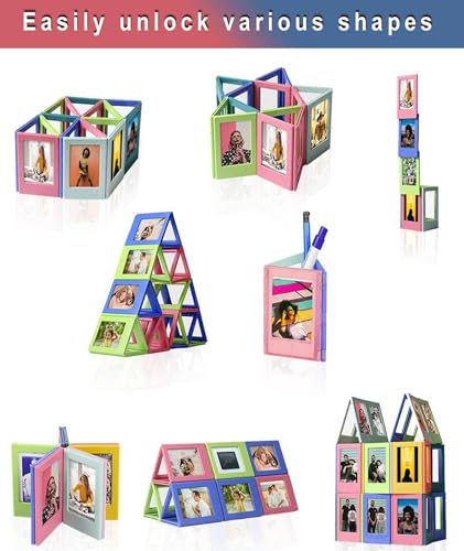 Image of 3PCS Fridge Magnet Photo Frame, Mini Photo Frame Set, Fridge Magnet for Home Decoration, Small Magnetic Photo Frame in Pink Green Blue (9x6.5 cm)
