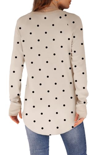 Image of XIEERDUO Womens Tunic Tops to Wear with Leggings Long Sleeve Thumb Hole Shirts Crew Neck Curved Hem