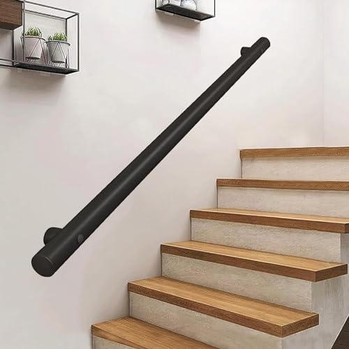 Main courante 30cm en acier inoxydable noir mat pour escalier sécurisé