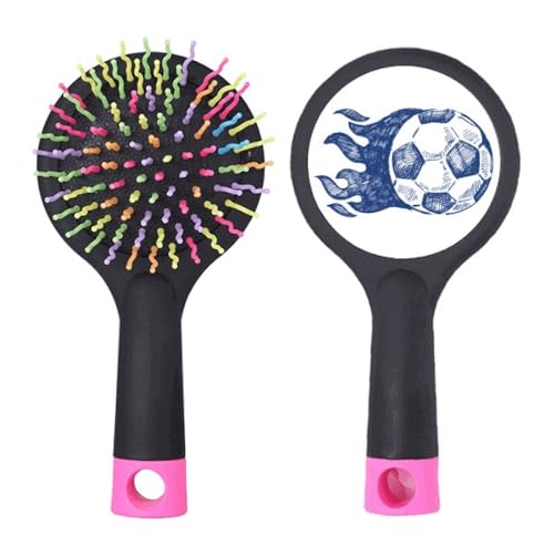 Brosse à cheveux démêlante pour salon motif football flamme bleu