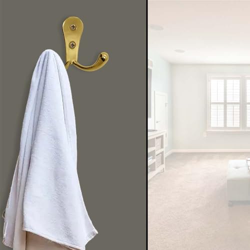 Image of VOLO Two pin Clothes Hanger Hook Premium and Stylish Door Hangers for Clothes, Door Cloth Hanger, Cloth Hooks /Hanger, Hooks Rail for Hanging Keys,Clothes,Towel (Antique Brass Finish, 4)