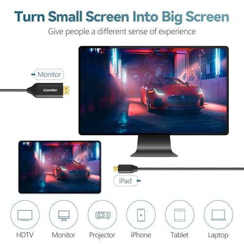 USB Type C to HDMI Adapter Converter Cable 4K Type C to HDMI Video Output Connectivity Thunderbolt 3 Type C to HDMI Support 40Gbps Transfer for iPhone 15 Pro Max, MacBook Pro, iPad Pro, iMac, XPS 15
