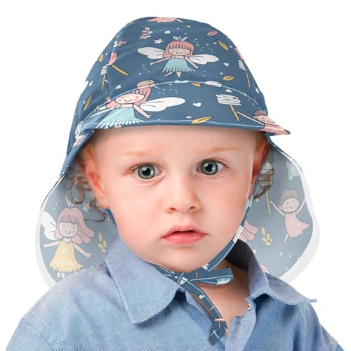 Unisex Baby Sun Hat Baby Boys Beach Play Hats Girl Sun Protection Wide Brim Traveling Swim Hat Fairies Marshmallow Blue2