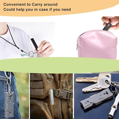 Image of Store2508 Whistle Emergency, Safety Survival Whistle with Lanyard Keychain, High Pitch Double Tubes Coyote Whistle for Hiking Camping Hunting Boating Rescue Signal Whistle (Black 2 Pcs)
