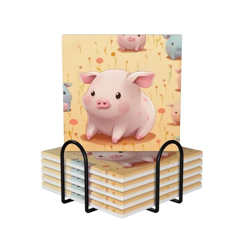 Dessous de verre absorbants en céramique x6 avec support pour table