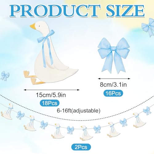 Image of TaoBary 2 Set Blue Bow Silly Goose Birthday Banner Silly Goose Party Decoration for Farm Animal Baby Shower Birthday Party Decorations