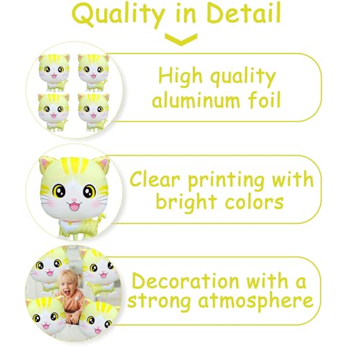 Cute Cat Balloons Yellow Smile Kitten Foil Balloons - image 4