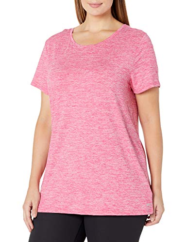 Amazon Essentials Women's Plus Size Tech Stretch Short-Sleeve Crewneck T-Shirt, Radiant Raspberry Heather, 1X