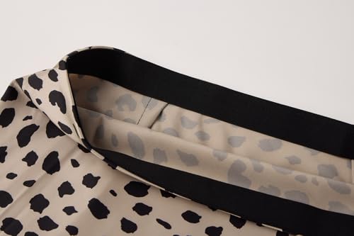 Keasmto Leopard Skirt for Women Midi Length High Waist Silk Satin Elasticized Cheetah Casual Ladies Skirts - Image 4