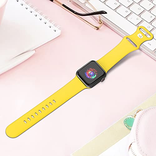 TreasureMax Sport Band Compatible with Apple Watch Bands 38mm 40mm 41mm 42mm 44mm 45mm 46mm 49mm, Soft Silicone Strap Compatible for Apple Watch Series 11 10 9 Ultra SE/SE2 8 7 6 5 4 3 Men Women Yellow