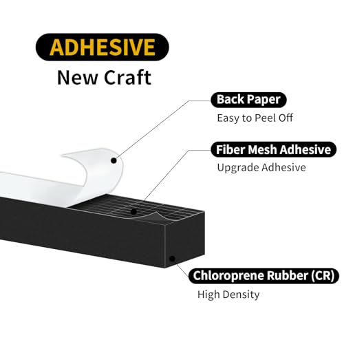 Image of Foam Weather Stripping Tape,High Density CR,1 /2 in x 3 /8 in x 13Ft | Weather Stripping Door Seal Strip for Insulating Door Frame, Window, Air Conditioner,Self Adhesive Sealing Weatherstrip,Black