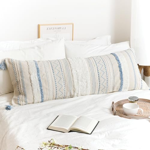 BlissBlush Large Body Pillow Cover for Bed 20x54 Coastal Blue Boho Accent Oversized Long Pillowcase for Bedroom Decorative Cushion Farmhouse Home Décor (Cover ONLY, Pack of 1) - Image 6