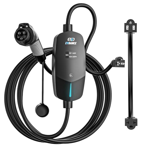 EVDANCE EV Charger Level 1/2 6-16A Adjustable, EV Chargers for Home with 25 FT J1772 EV Charging Cable, Electric Vehicle Charging Stations with NEMA 5-15 & 6-20 Plug, 110V-240V IP66 Waterproof