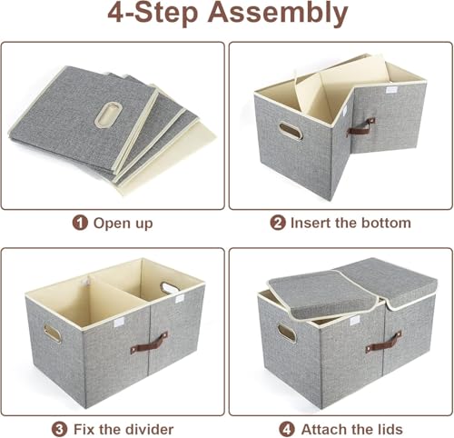Image of Storage Box for Clothes with lid, wardrobe organiser for clothes, innerwear, clothes organiser, foldable storage box for almirah,cupboards,books (37 Ltr, Set of 2)