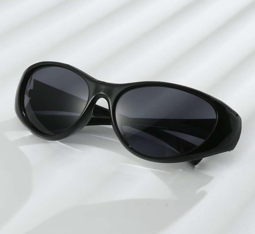 Y2K Wrap Around Rave Sunglasses for Men Women Trendy Oval Futuristic Sun Glasses Fashion Sport Shades - Image 7
