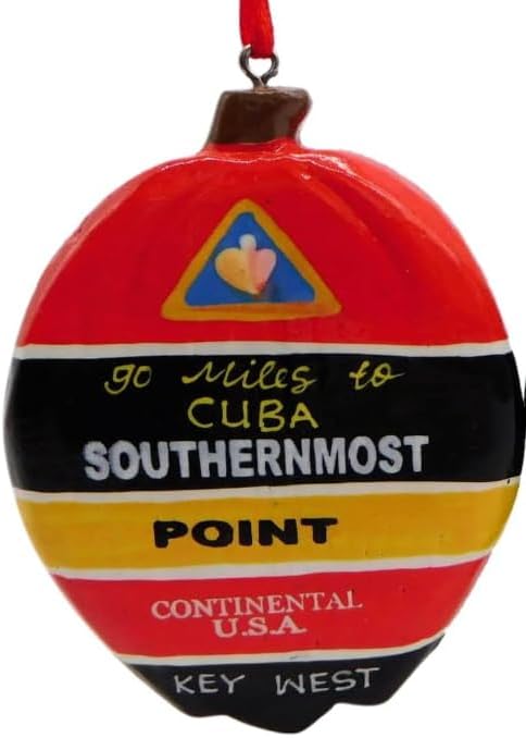 Miniatura 1 de Key West Southernmost Point - Adorno en forma de coco pintado a mano, coleccionable, recuerdo de Florida, árbol de Navidad, decoración de vacaciones