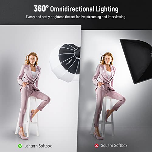 Image of NEEWER 26 inch /65cm Lantern Softbox One Step Quick Release, 360 Light Diffuser with Skirt, Bowens Mount for Video Lights CB60 CB100 CB150 Compatible with Aputure 600d Amaran 60x Godox SL60W, NS65L