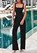 PRETTYGARDEN Summer Sleeveless Jumpsuits for Women Dressy Square Neck Wide Leg Pants Knit One Piece Rompers Fashion Clothing (Black,Small)