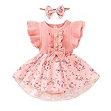 Newborn Infant Baby Girls Dress Floral Flutter Sleeve Dresses Ruffles Romper Skirts Summer Clothes O