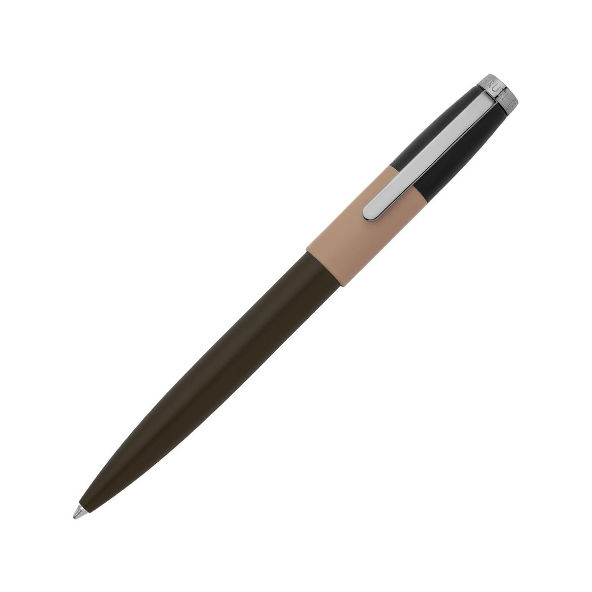 Bolígrafo Cerruti 1881 Block Brushed Gun, alta gama en gris cepillado 1