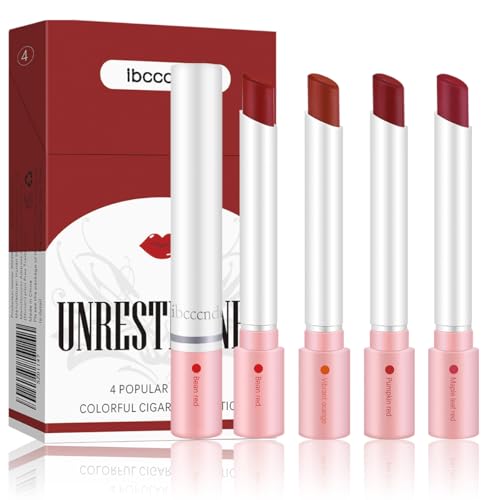 FYEBOO 4 Colors Tube Lipstick, Little Lipstick Set, Labiales Mate Velvet Lipstick Moisturizer & Smooth, Red Lip Stain Long Lasting 24 Hours Waterproof Lip Tinet