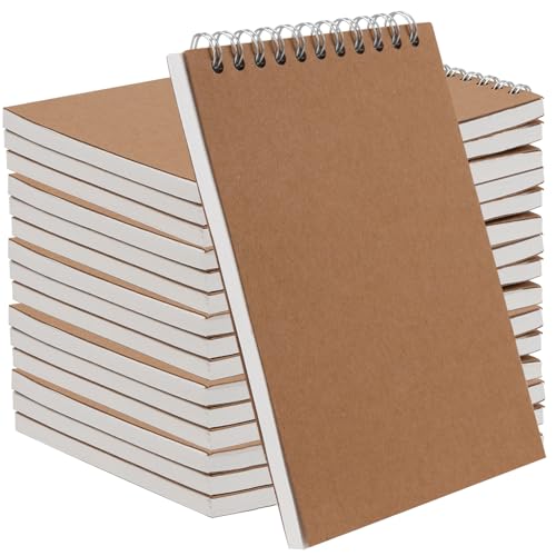 CHEUKYIU Bloc de notas en espiral A6, 16 unidades, en blanco, bloc de notas, bloc de dibujo, cubierta en blanco, cuaderno de bocetos para notas, viajes y graffiti, 60 hojas/120 páginas, 15 x 11 cm