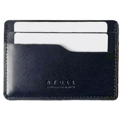 Image of Atoll Leather Slim Card Holder Wallet for Men, Minimalist Credit Card Holder, Genuine Leather Stylish Card Wallet for Men, 3 Card Slot and Large Cash Compartment (Black)