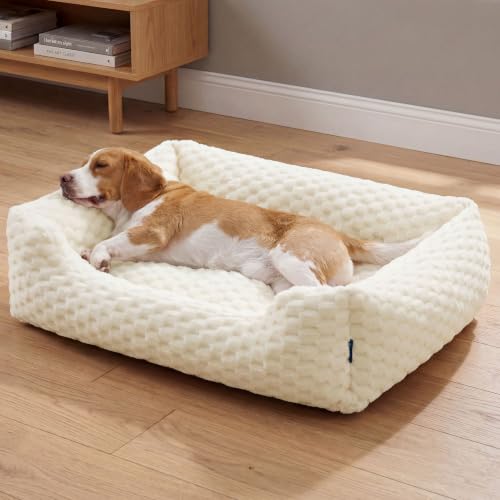 Bedsure Washable Dog Beds Large Sized Dog with Bubble Fleece,35in Cream by Bedsure - Used condition - US$45.59