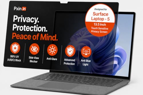Image of Pxin Aura | Compatible with Microsoft Surface Laptop - 5 | 13.5 Inch - Touch Sensitive Privacy Screen | Anti Blue | Anti Glare | UltraThin for Hyper Touch | Anti UV | Privacy Filter