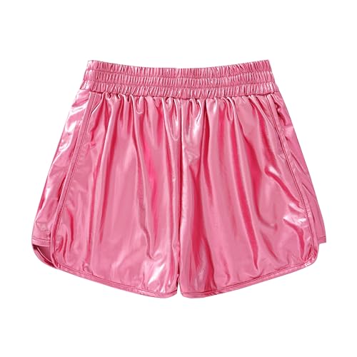 Image of Girls Metallic Shorts Sparkly Hot Festaval Outfit with Hear-Shaped Same Color Sunglasses