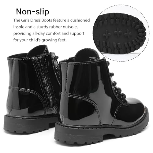 Girls Ankle Boots Lace Up Side Zipper Combat Shoes for Toddler/Little Kid/Big Kid4