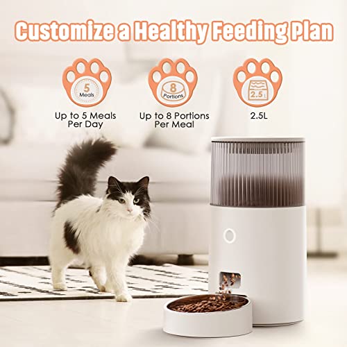 Upgrade Automatic Cat Feeders For Cats And Dogs, 2.4G Wifi Smart Pet Feeder With App Control, 2.5L Pet Dry Food Dispenser With Food Shortage Sensor And Stainless Steel Bowl #TOP1