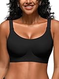 Cuteio Bras for Women No Underwire, Full Coverage Seamless Comfortable Bralette with Support and Lift, Wireless Padded Bra Pure Black