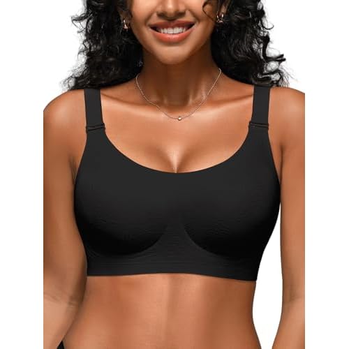 Jelly Bras for Women No Underwire, Full Coverage Seamless Comfortable Bralette with Support and Lift, Wireless Padded Bra U-Neck Jacquard Medium Pure