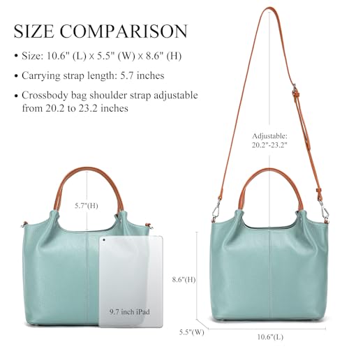 Image of Genuine Leather Women Handbags and Purses Designer Medium Tote Bag Fashion Shoulder Crossbody Satchel Hobo Bag