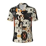 ETASUIOL Polo à manches courtes pour homme avec motif de chiens, tissu polyester doux et respirant, Noir , XXL