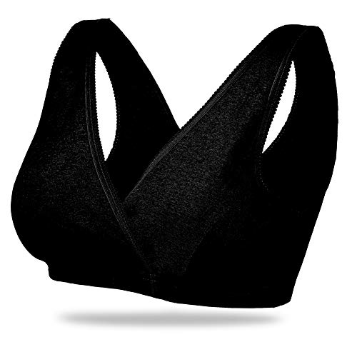 Bllatta Sujetador de Lactancia en Algodón Analérgico Sin aro Premamá y Maternidad Sostén Lingerie (Small, Black)