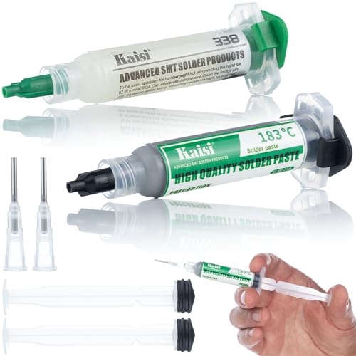 Rosfix Set Saldatura Flux 338 + Stagno Liquido 183°C – 2 Siringhe, 2 Aghi | Alta Precisione, Facile Applicazione | per GSM e BGA | Accessorio Elettronica Professionale